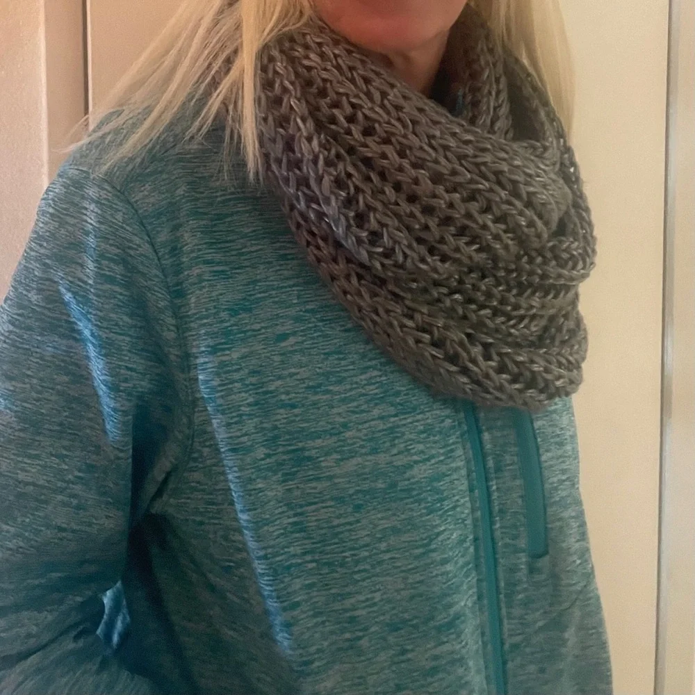 Gray Chunky Knit Infinity Scarf Oversized Cozy Winter Loop Scarf